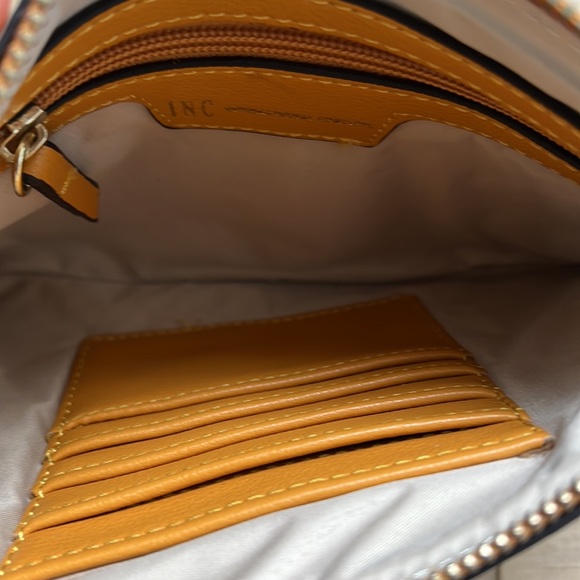 INC International Concepts Molyy Party Wristlet Clutch Fringe Orangey Tan - Picture 2 of 2